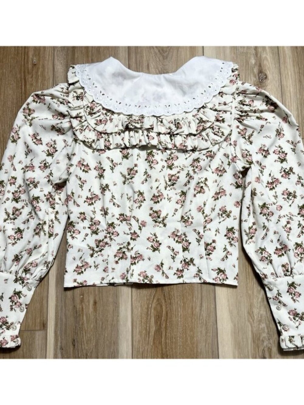 Sister Jane Button Floral Print Peter Pan Collar Blouse Top - Women Size Small - Picture 13 of 16